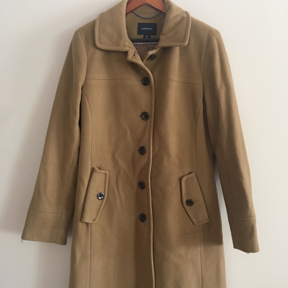 Land’s End beige fleece coat